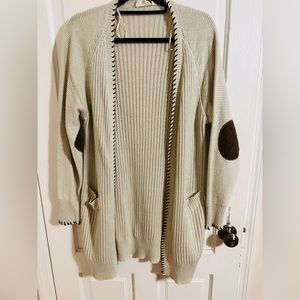 Women’s open cardigan with elbow patches